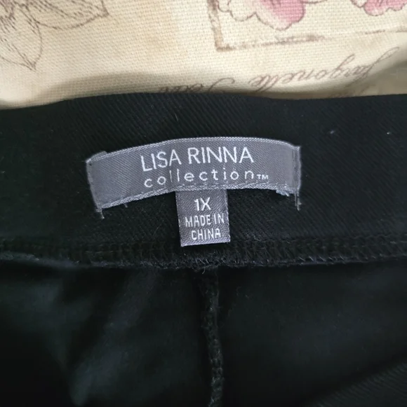 Lisa Rinna Collection Black Pull-On Stretch Pants  Leggings Plus Size 1X - Picture 2 of 6
